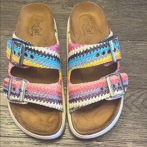 Colorful Woven Sandals with Buckles Size 9